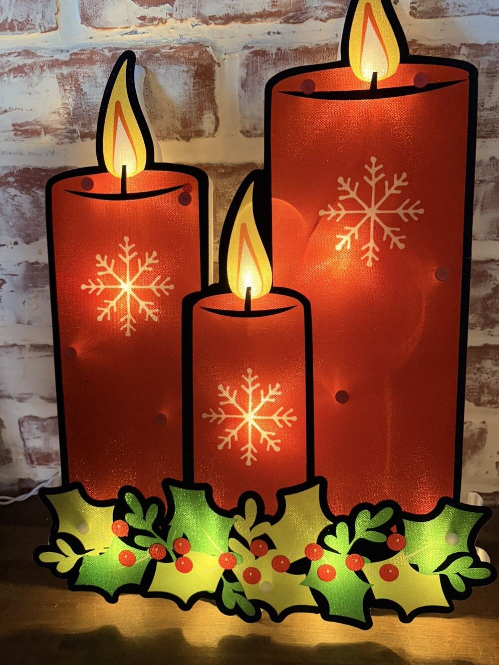Holiday Time Lighted Shimmer Candles Christmas 16" Hanging Decoration